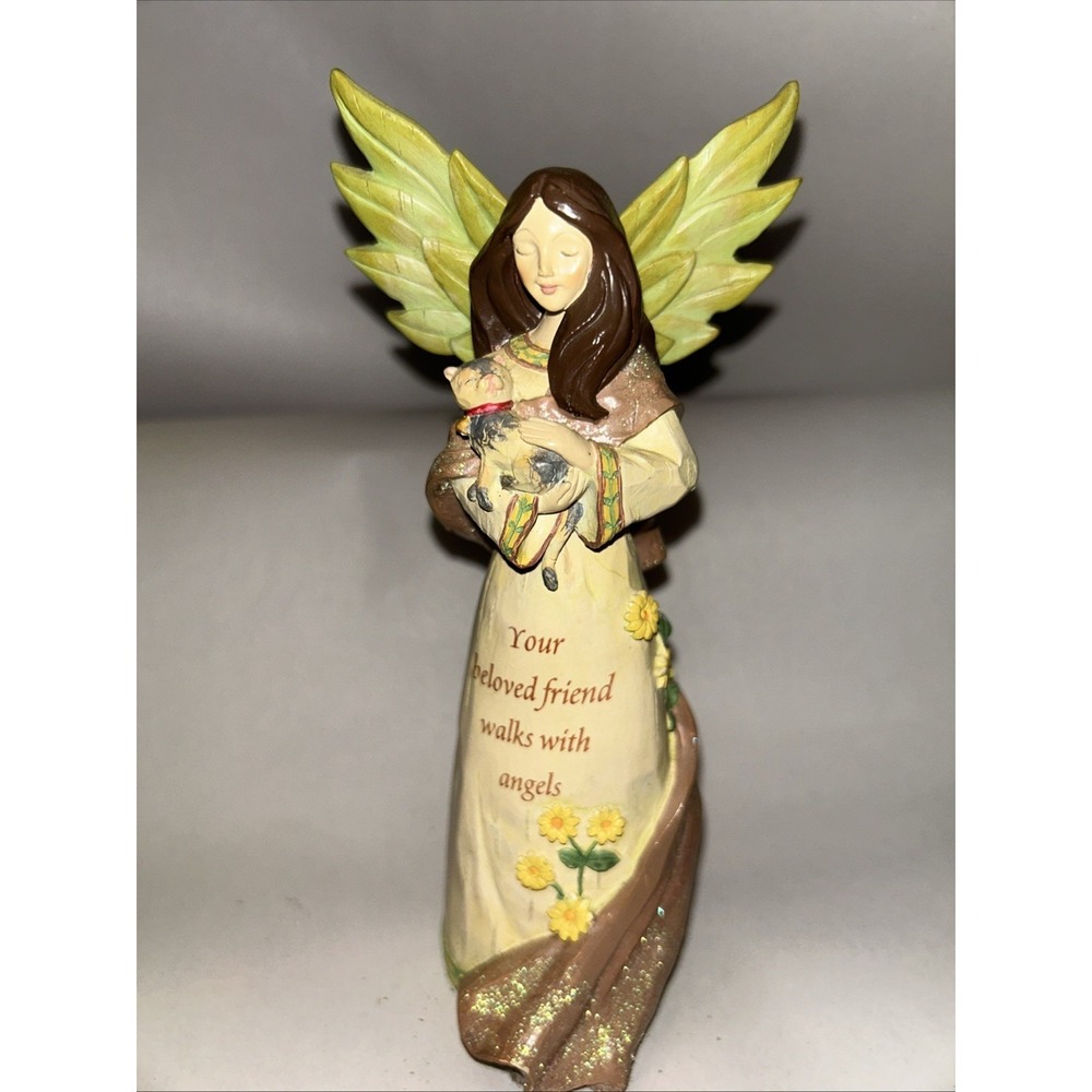Russ Comforting Embrace Figurine 31430 YOUR BELOVED FRIEND WALKS WITH ANGELS Cat